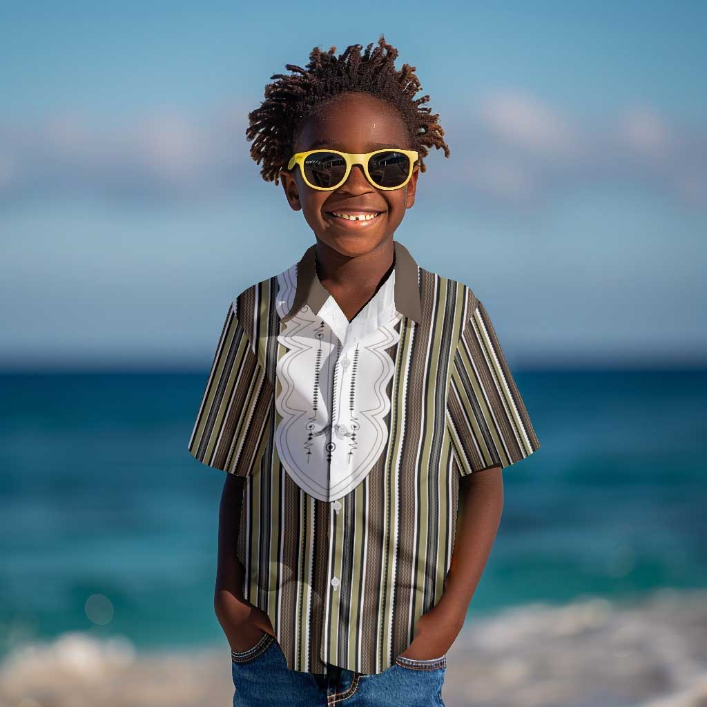 Liberia Kpelle Ethnic Heritage Pattern - Brown Kid Hawaiian Shirt - African Pride