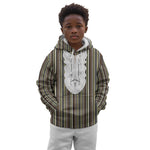Liberia Kpelle Ethnic Heritage Pattern - Brown Kid Hoodie - African Pride