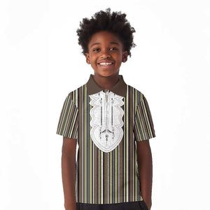 Liberia Kpelle Ethnic Heritage Pattern - Brown Kid Polo Shirt - African Pride