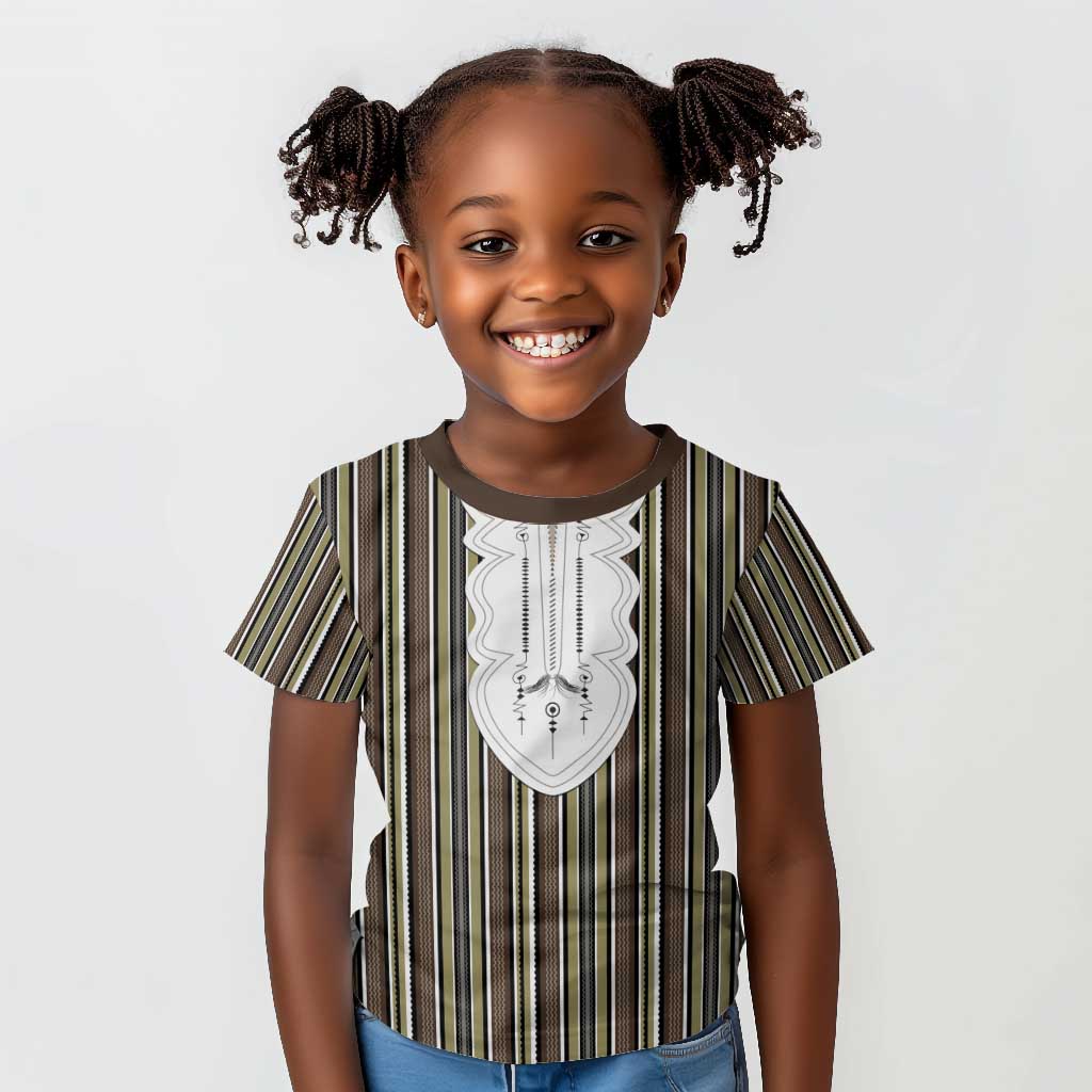 Liberia Kpelle Ethnic Heritage Pattern - Brown Kid T shirt - African Pride