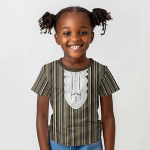 Liberia Kpelle Ethnic Heritage Pattern - Brown Kid T shirt - African Pride