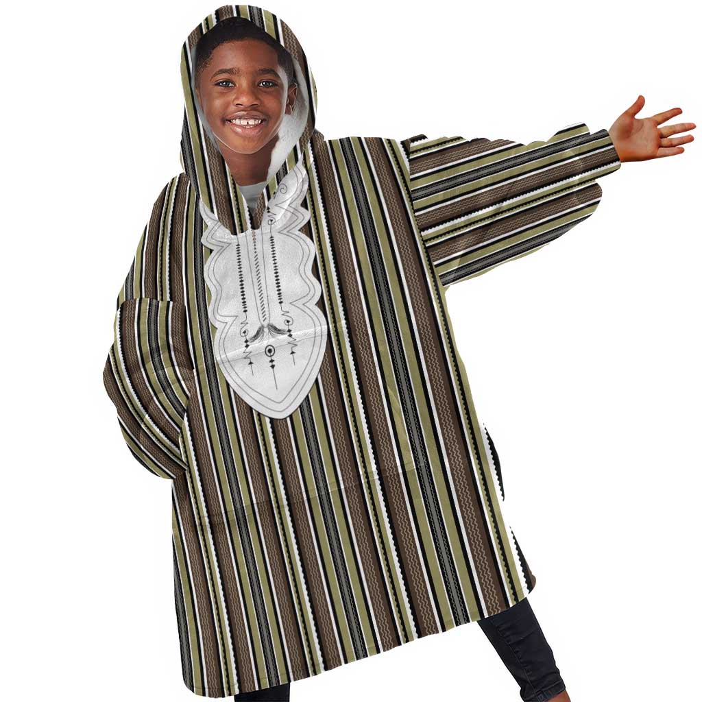 Liberia Kpelle Ethnic Heritage Pattern - Brown Kid Wearable Blanket Hoodie - African Pride