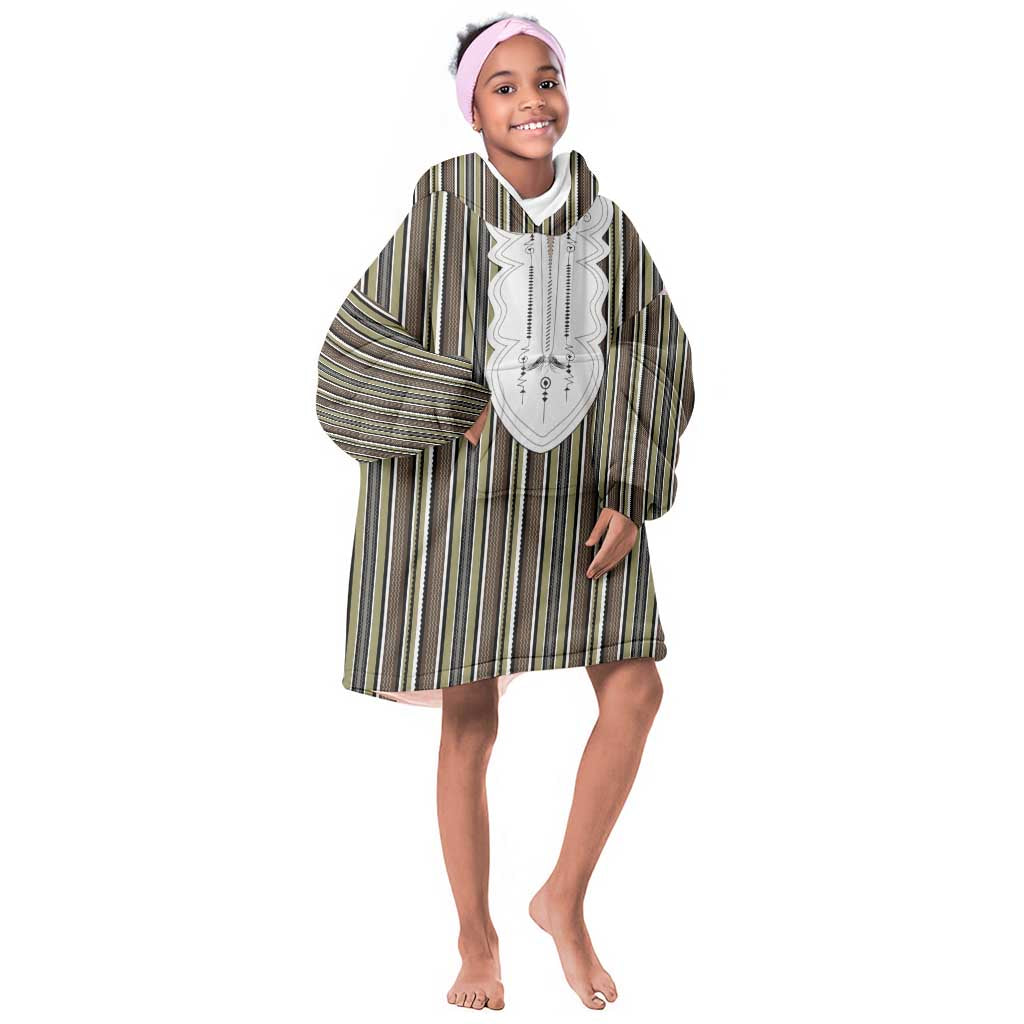Liberia Kpelle Ethnic Heritage Pattern - Brown Kid Wearable Blanket Hoodie - African Pride