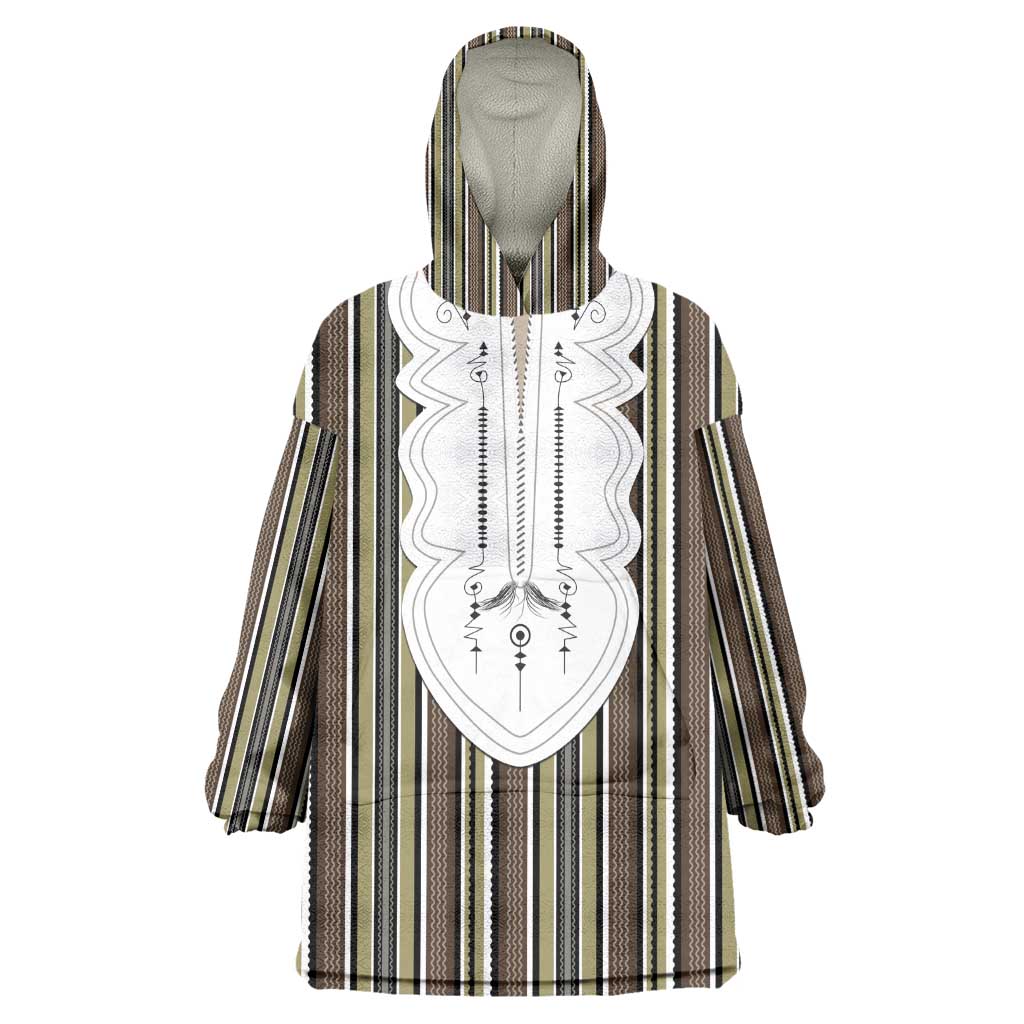 Liberia Kpelle Ethnic Heritage Pattern - Brown Kid Wearable Blanket Hoodie - African Pride