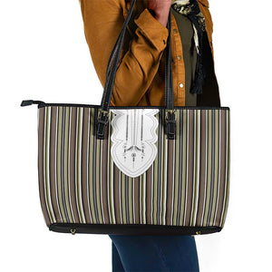 Liberia Kpelle Ethnic Heritage Pattern - Brown Leather Tote Bag - African Pride