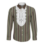 Liberia Kpelle Ethnic Heritage Pattern - Brown Long Sleeve Button Shirt - African Pride