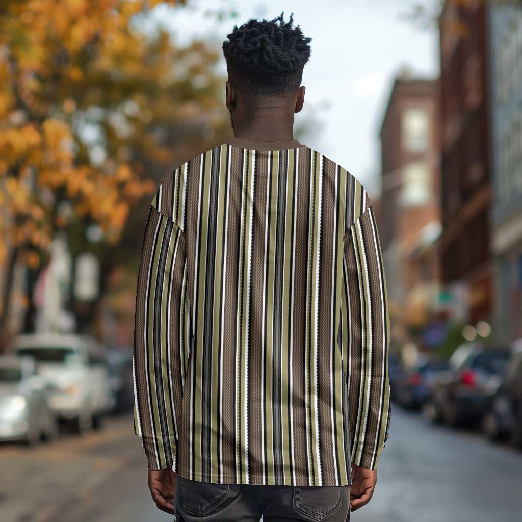 Liberia Kpelle Ethnic Heritage Pattern - Brown Long Sleeve Shirt - African Pride