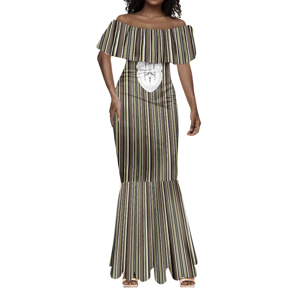 Liberia Kpelle Ethnic Heritage Pattern - Brown Mermaid Dress - African Pride