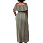 Liberia Kpelle Ethnic Heritage Pattern - Brown Off Shoulder Maxi Dress - African Pride