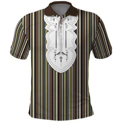 Liberia Kpelle Ethnic Heritage Pattern - Brown Polo Shirt - African Pride