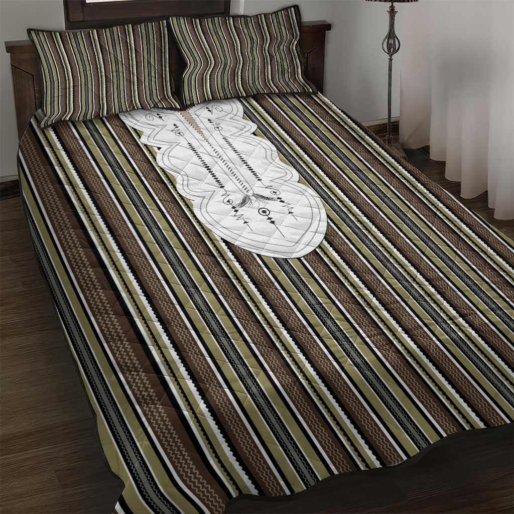 Liberia Kpelle Ethnic Heritage Pattern - Brown Quilt Bed Set - African Pride