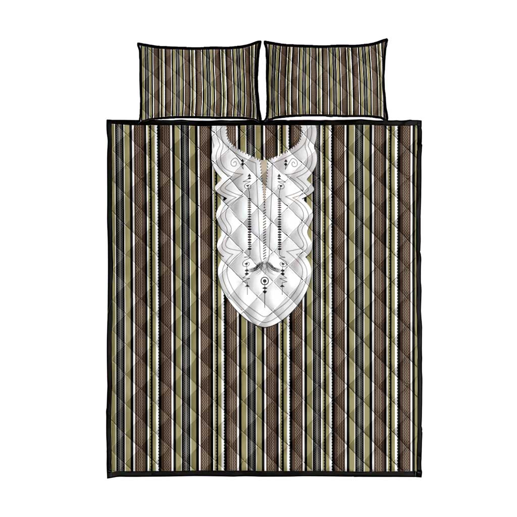 Liberia Kpelle Ethnic Heritage Pattern - Brown Quilt Bed Set - African Pride