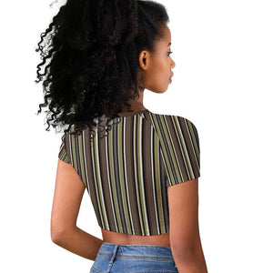 Liberia Kpelle Ethnic Heritage Pattern - Brown Raglan Cropped T shirt - African Pride