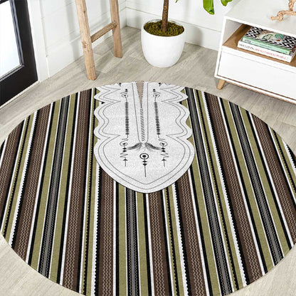 Liberia Kpelle Ethnic Heritage Pattern - Brown Round Carpet - African Pride