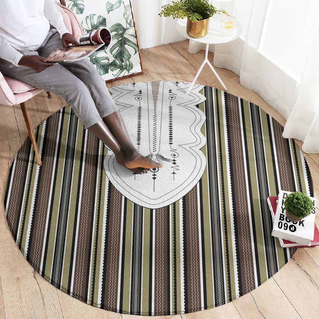 Liberia Kpelle Ethnic Heritage Pattern - Brown Round Carpet - African Pride