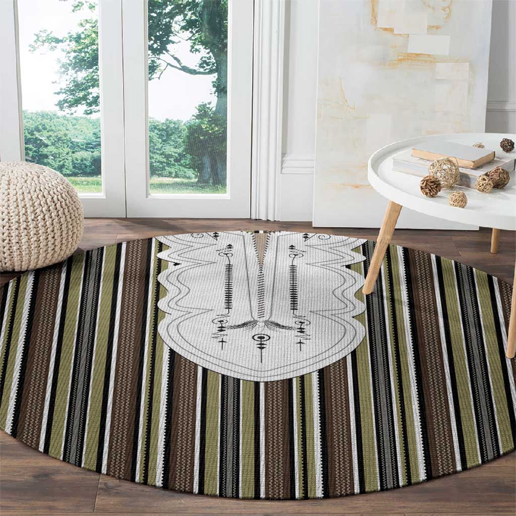 Liberia Kpelle Ethnic Heritage Pattern - Brown Round Carpet - African Pride