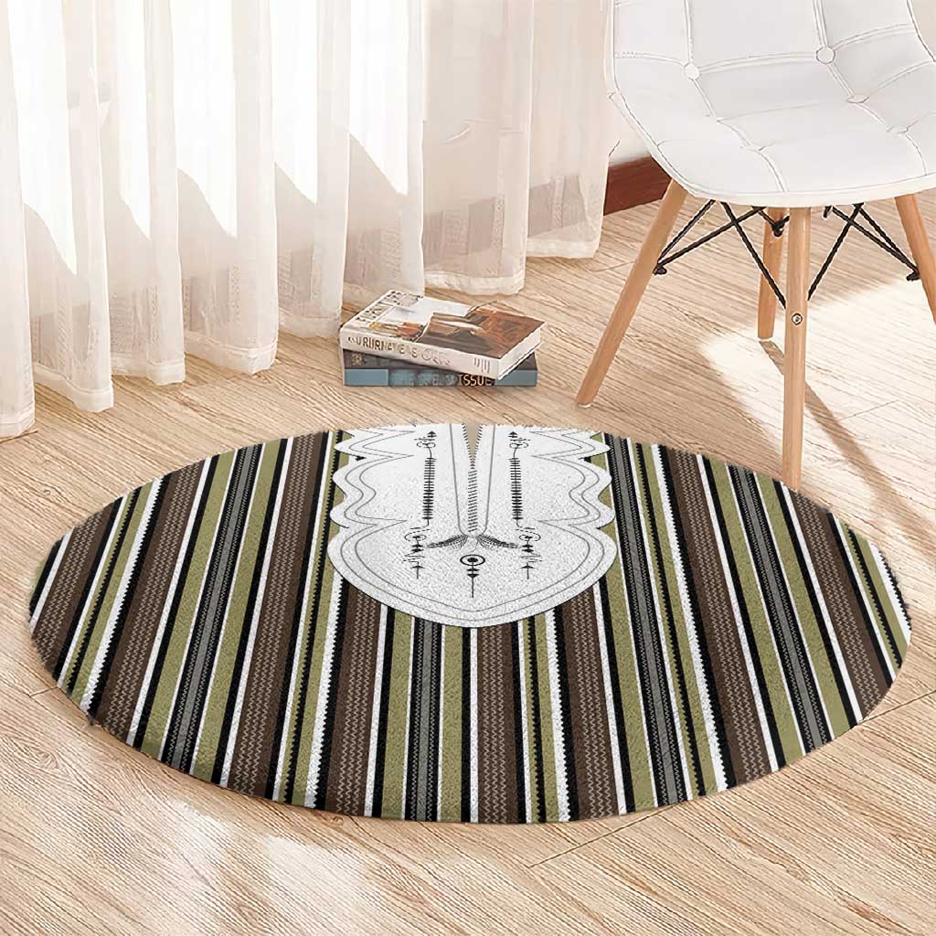 Liberia Kpelle Ethnic Heritage Pattern - Brown Round Carpet - African Pride