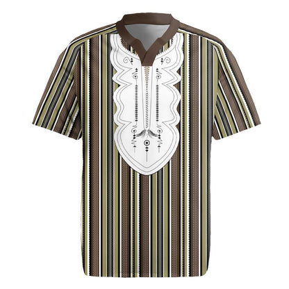 Liberia Kpelle Ethnic Heritage Pattern - Brown Rugby Jersey - African Pride