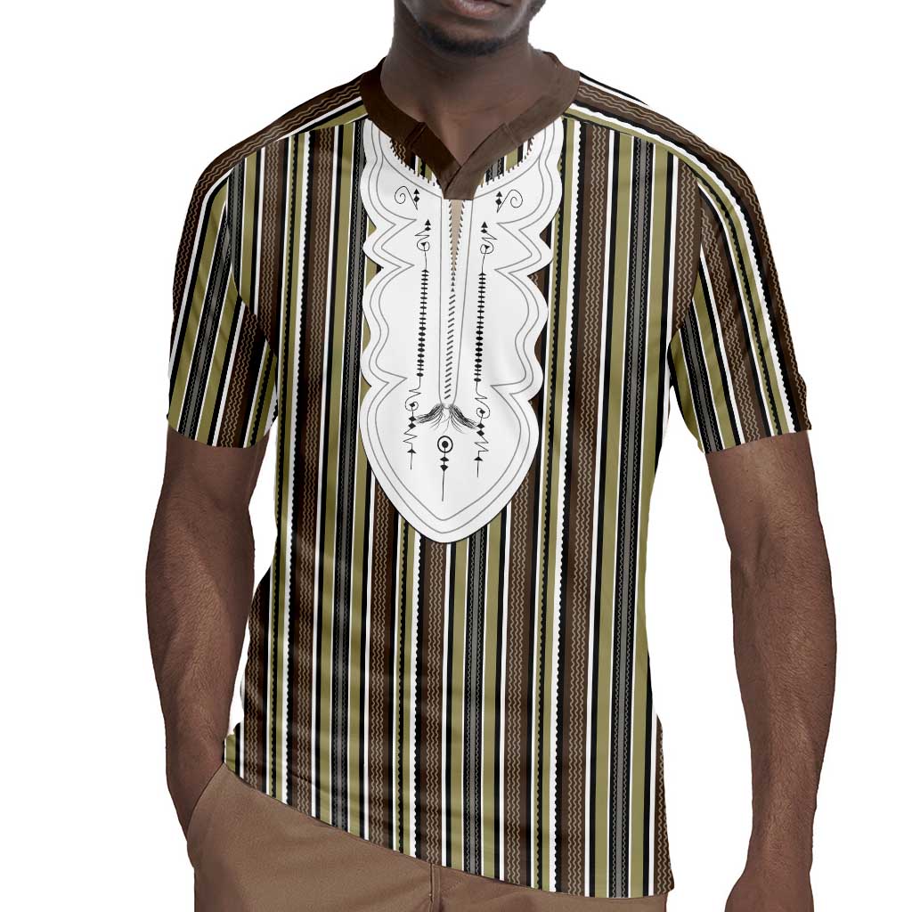 Liberia Kpelle Ethnic Heritage Pattern - Brown Rugby Jersey - African Pride