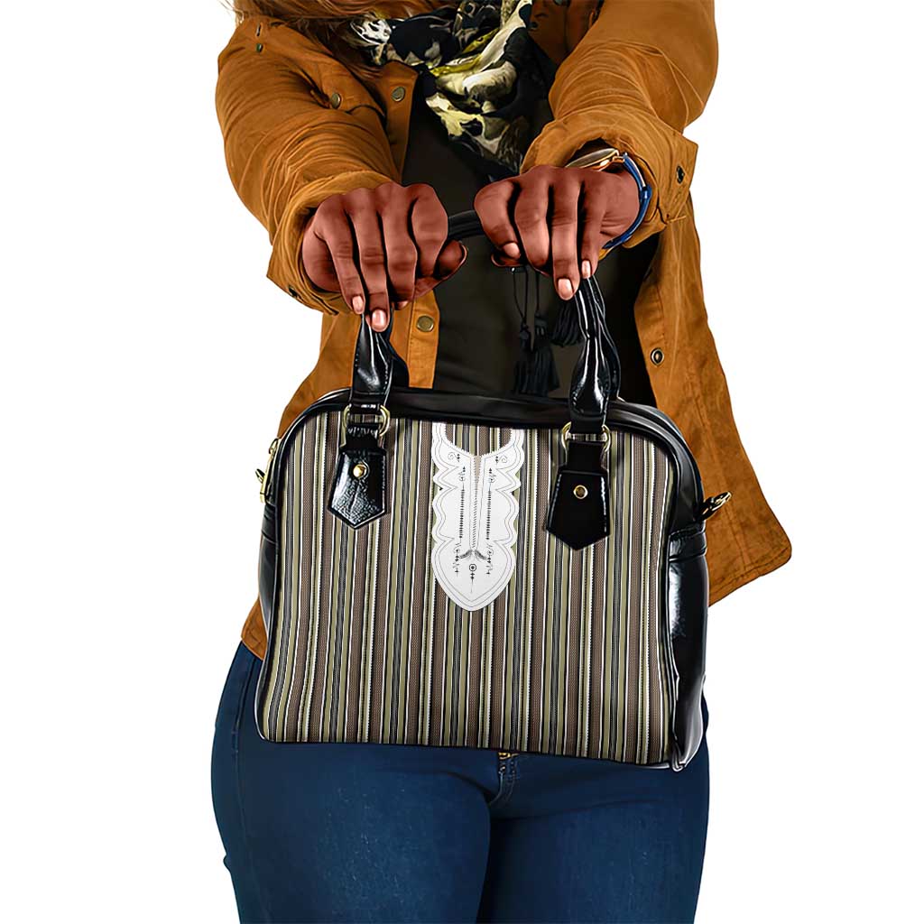 Liberia Kpelle Ethnic Heritage Pattern - Brown Shoulder Handbag - African Pride