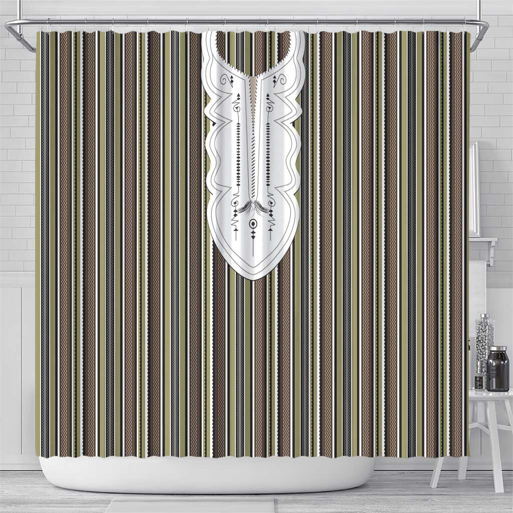 Liberia Kpelle Ethnic Heritage Pattern - Brown Shower Curtain - African Pride