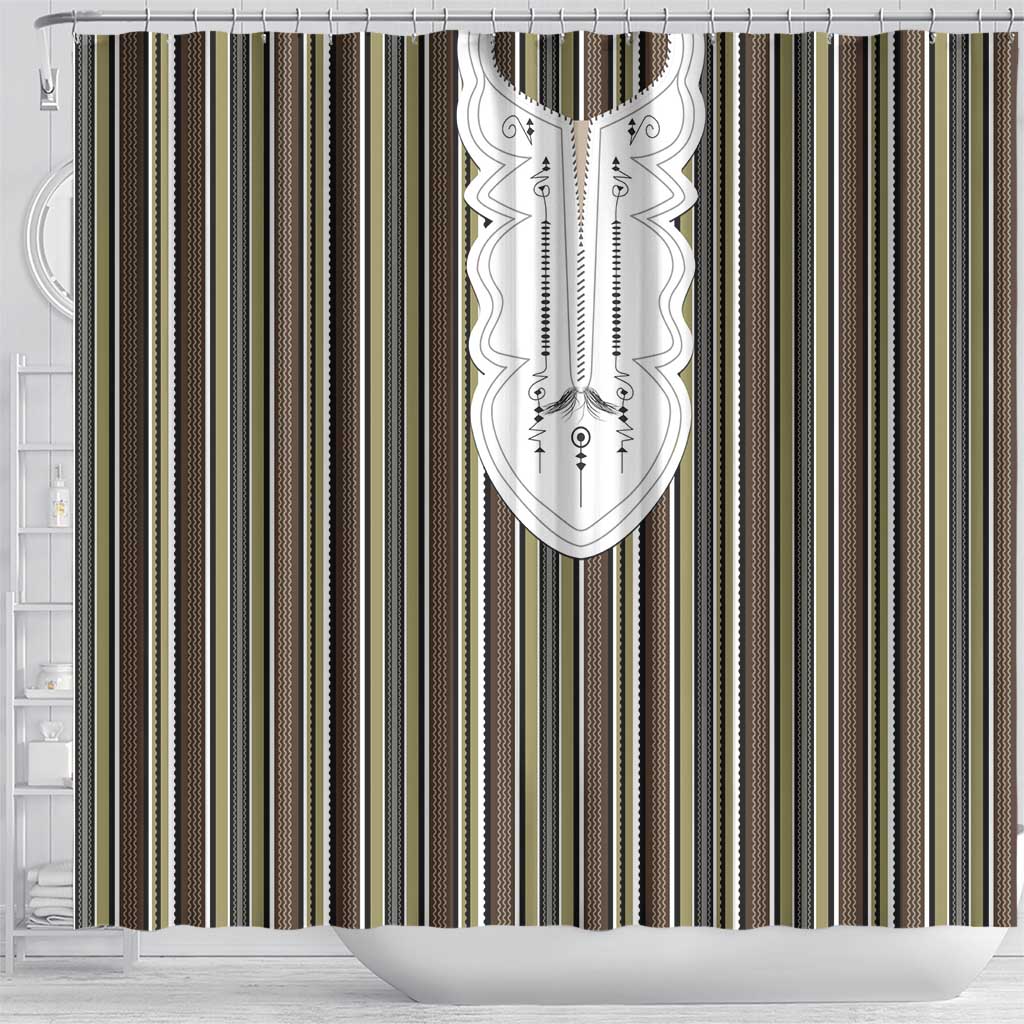 Liberia Kpelle Ethnic Heritage Pattern - Brown Shower Curtain - African Pride