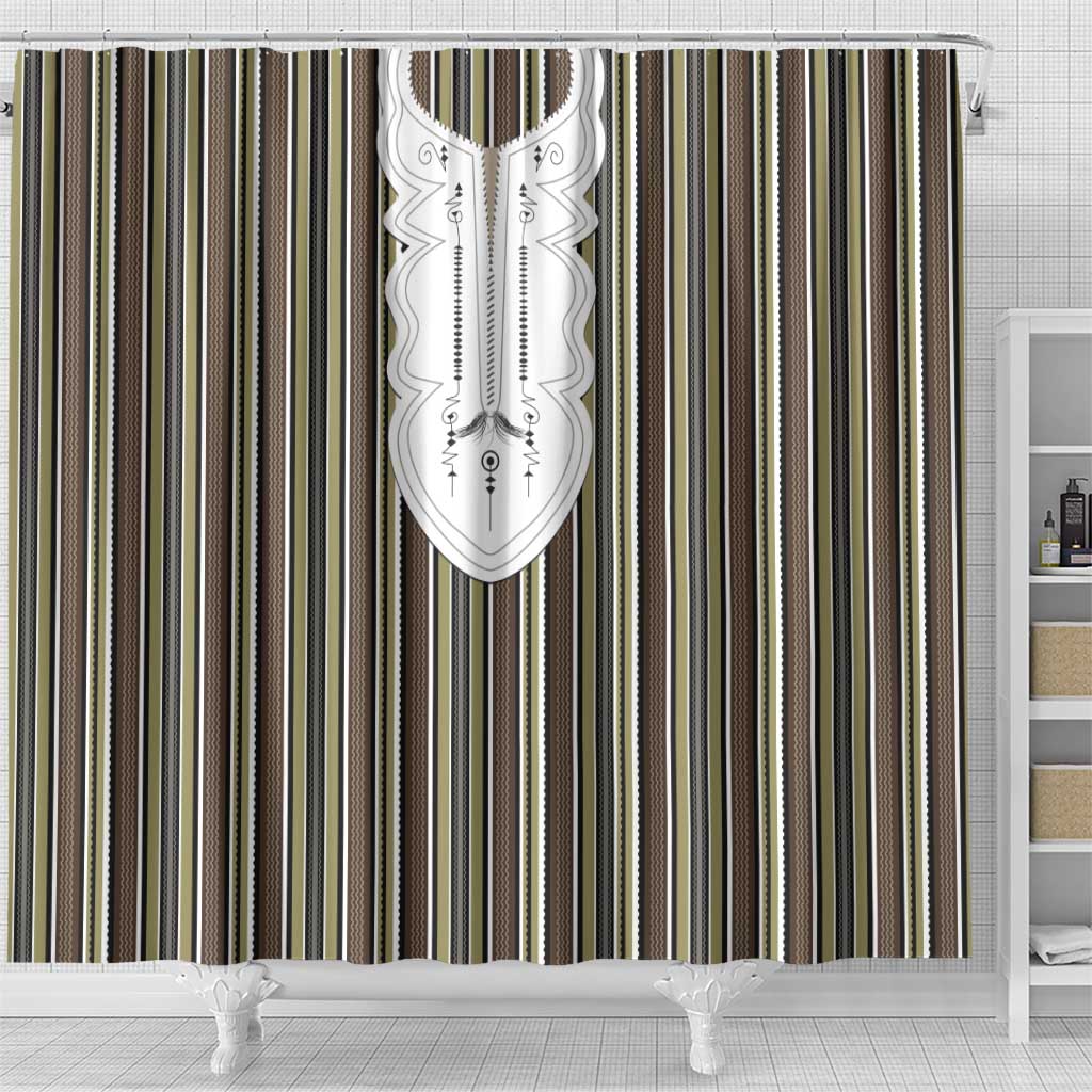 Liberia Kpelle Ethnic Heritage Pattern - Brown Shower Curtain - African Pride