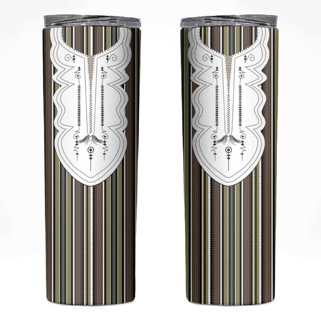 Liberia Kpelle Ethnic Heritage Pattern - Brown Skinny Tumbler - African Pride