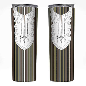 Liberia Kpelle Ethnic Heritage Pattern - Brown Skinny Tumbler - African Pride