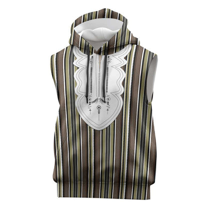 Liberia Kpelle Ethnic Heritage Pattern - Brown Sleeveless Hoodie - African Pride