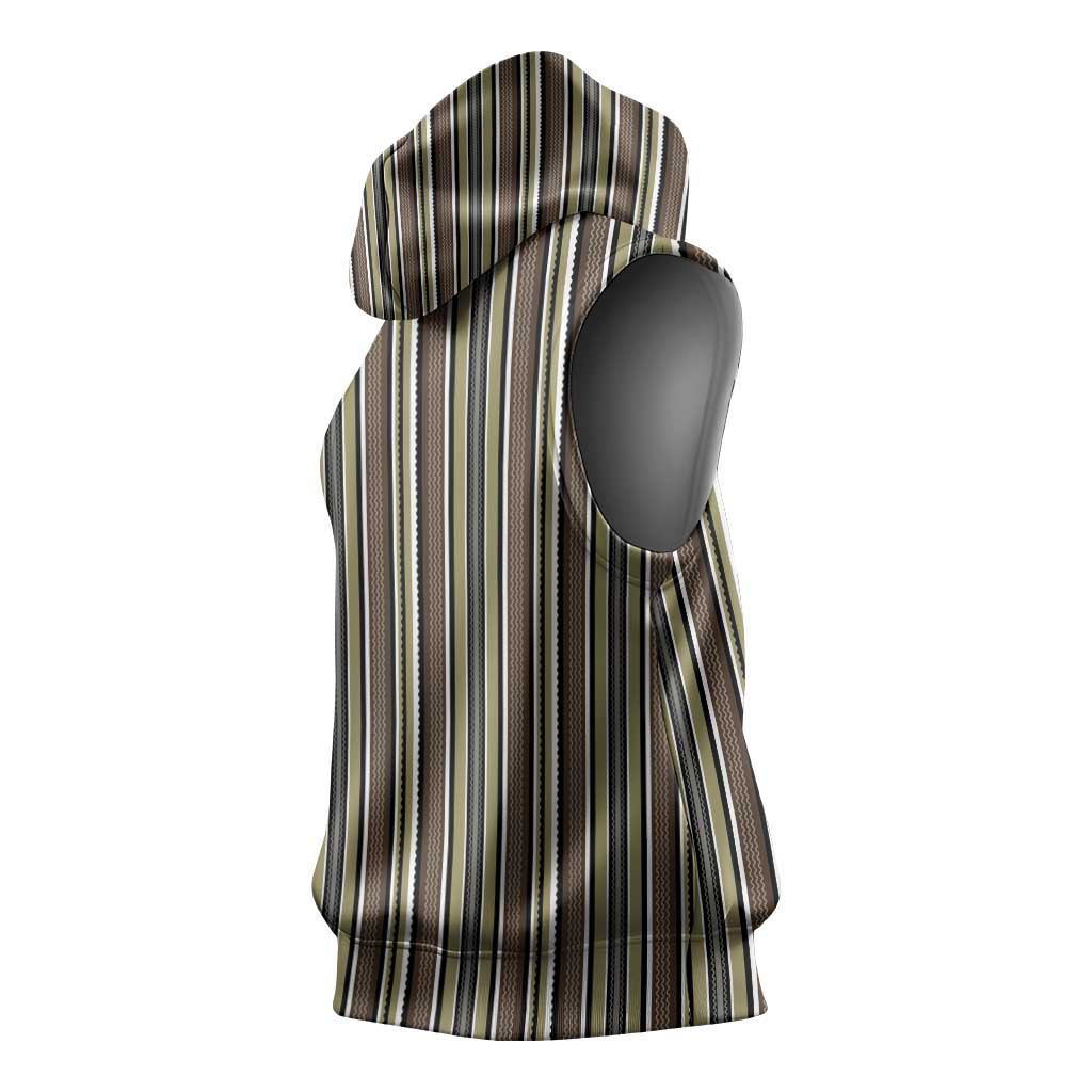 Liberia Kpelle Ethnic Heritage Pattern - Brown Sleeveless Hoodie - African Pride