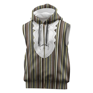 Liberia Kpelle Ethnic Heritage Pattern - Brown Sleeveless Zip Hoodie - African Pride