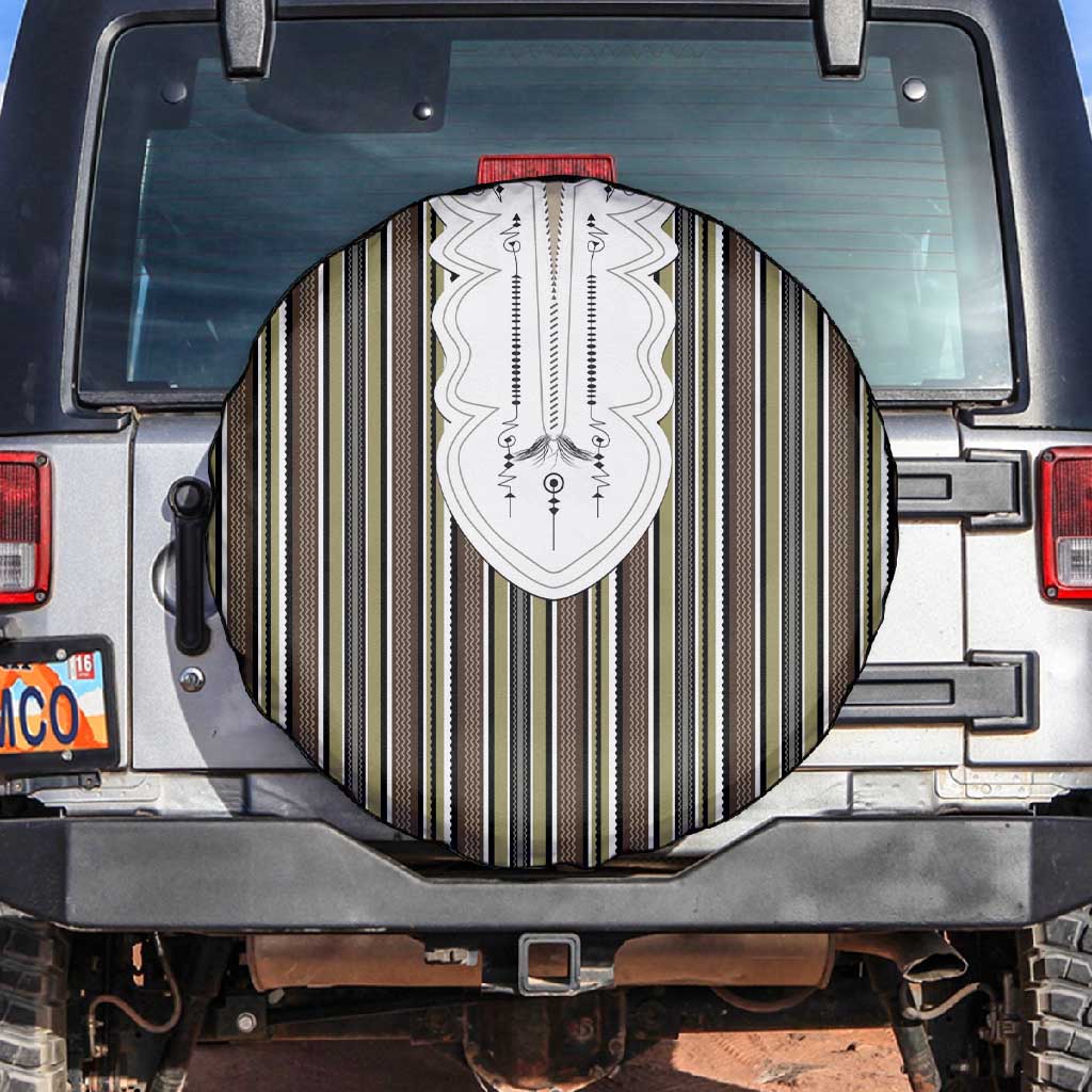Liberia Kpelle Ethnic Heritage Pattern - Brown Spare Tire Cover - African Pride