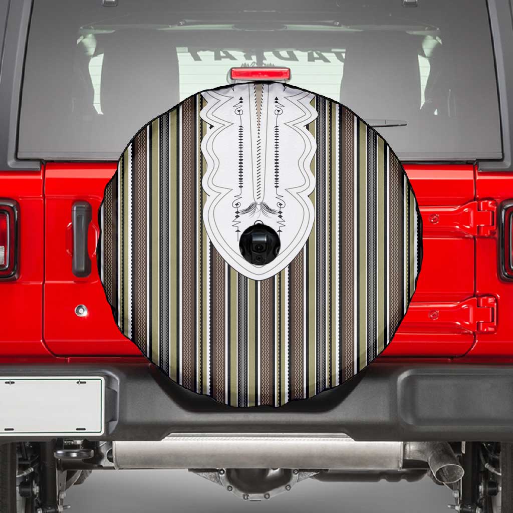 Liberia Kpelle Ethnic Heritage Pattern - Brown Spare Tire Cover - African Pride