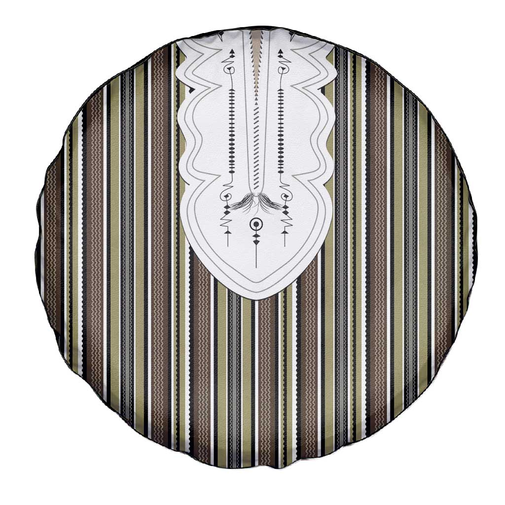 Liberia Kpelle Ethnic Heritage Pattern - Brown Spare Tire Cover - African Pride