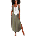 Liberia Kpelle Ethnic Heritage Pattern - Brown Summer Maxi Dress - African Pride
