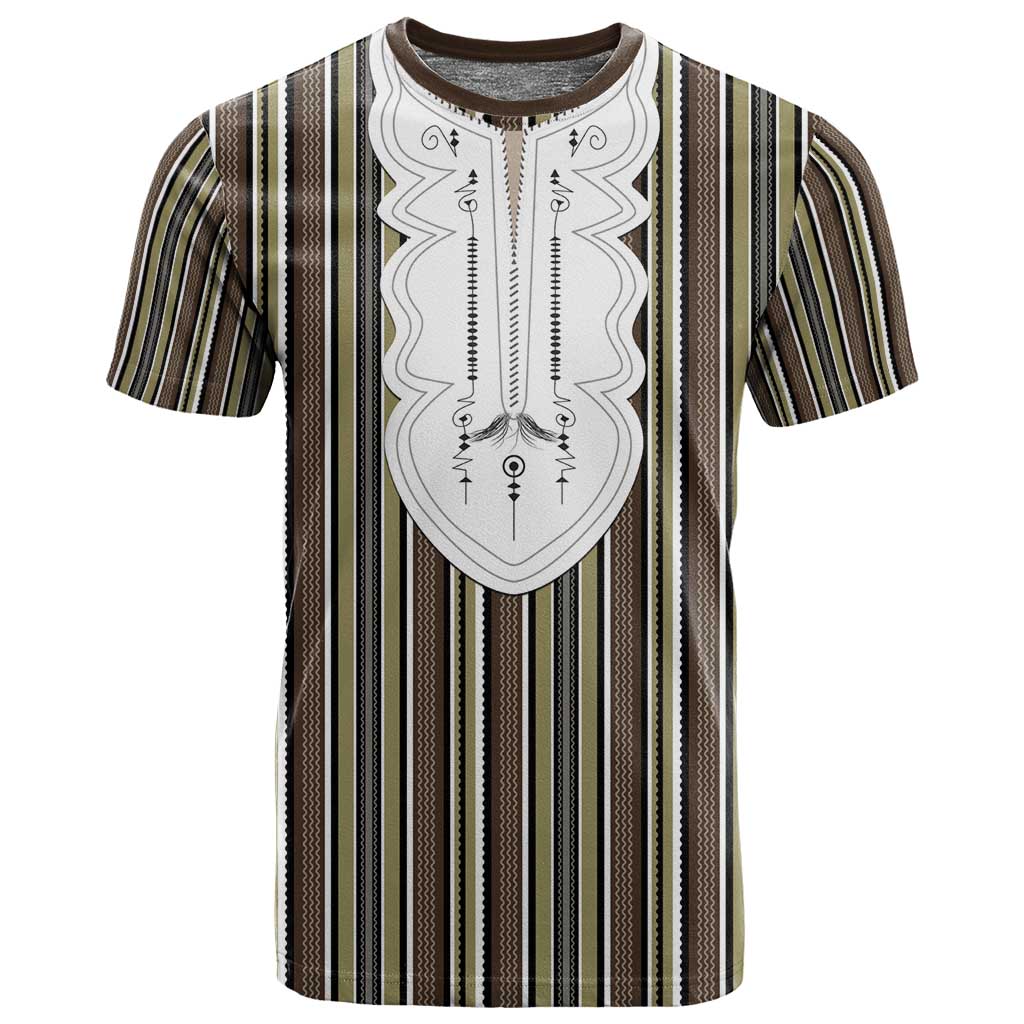 Liberia Kpelle Ethnic Heritage Pattern - Brown T shirt - African Pride