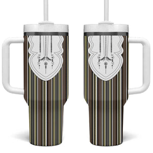 Liberia Kpelle Ethnic Heritage Pattern - Brown Tumbler With Handle - African Pride