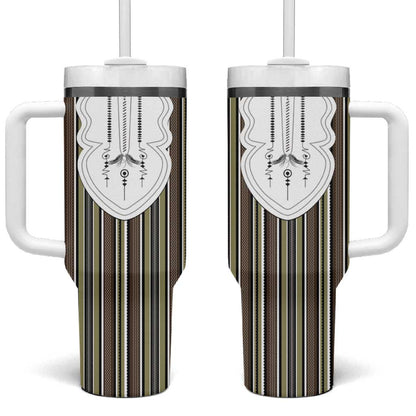 Liberia Kpelle Ethnic Heritage Pattern - Brown Tumbler With Handle - African Pride