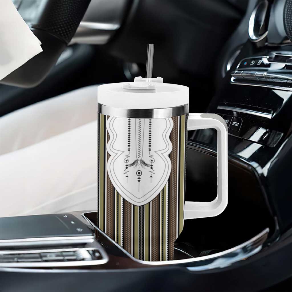 Liberia Kpelle Ethnic Heritage Pattern - Brown Tumbler With Handle - African Pride