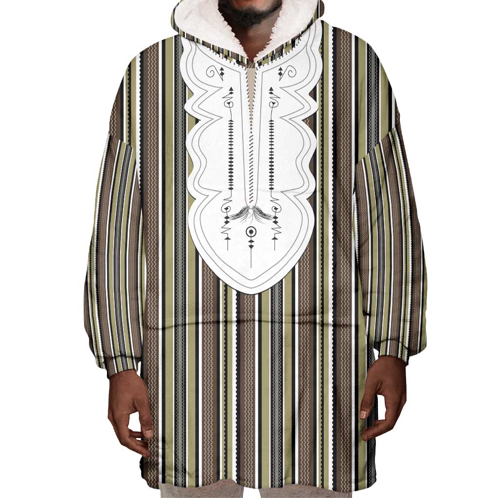 Liberia Kpelle Ethnic Heritage Pattern - Brown Wearable Blanket Hoodie - African Pride