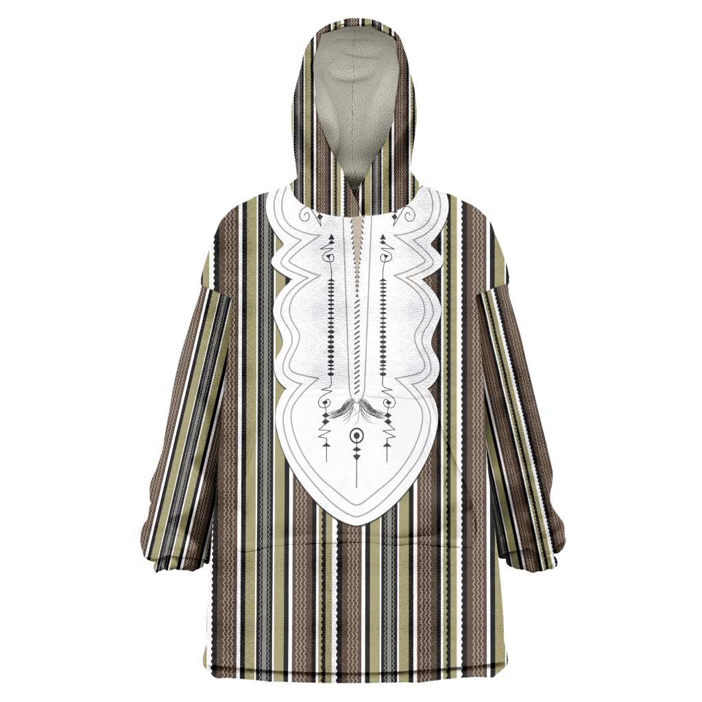 Liberia Kpelle Ethnic Heritage Pattern - Brown Wearable Blanket Hoodie - African Pride