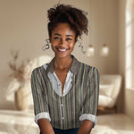 Liberia Kpelle Ethnic Heritage Pattern - Brown Women Casual Shirt - African Pride