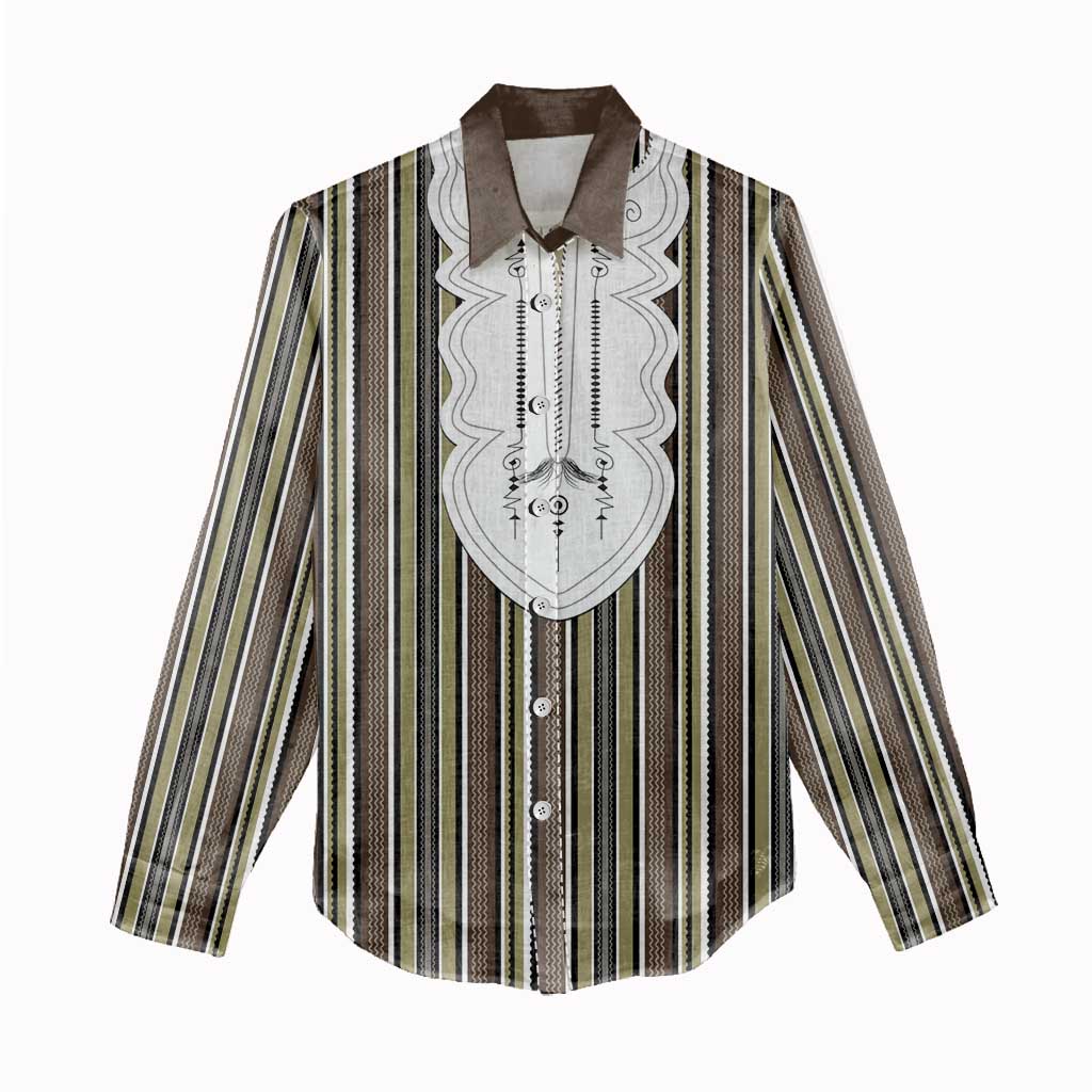 Liberia Kpelle Ethnic Heritage Pattern - Brown Women Casual Shirt - African Pride