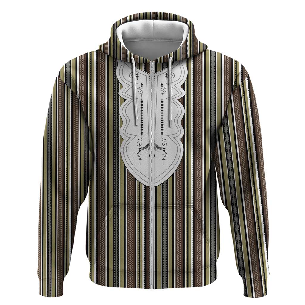 Liberia Kpelle Ethnic Heritage Pattern - Brown Zip Hoodie - African Pride