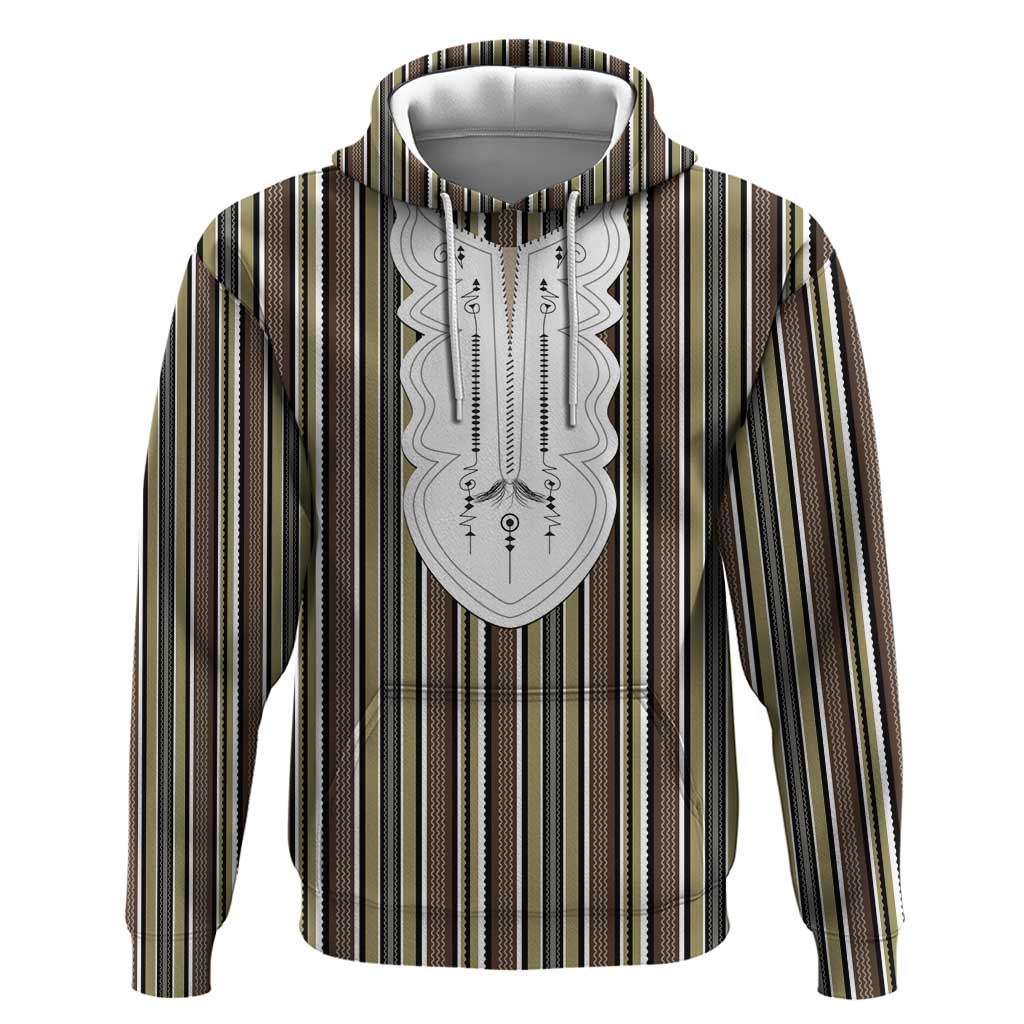 Liberia Kpelle Ethnic Heritage Pattern - Brown Zip Hoodie - African Pride