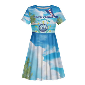 Cape Verde Morabeza Kid Short Sleeve Dress Paradise Ocean - African Pride