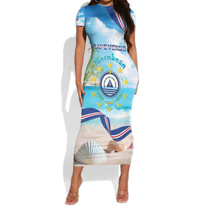 Cape Verde Morabeza Short Sleeve Bodycon Dress Paradise Ocean - African Pride