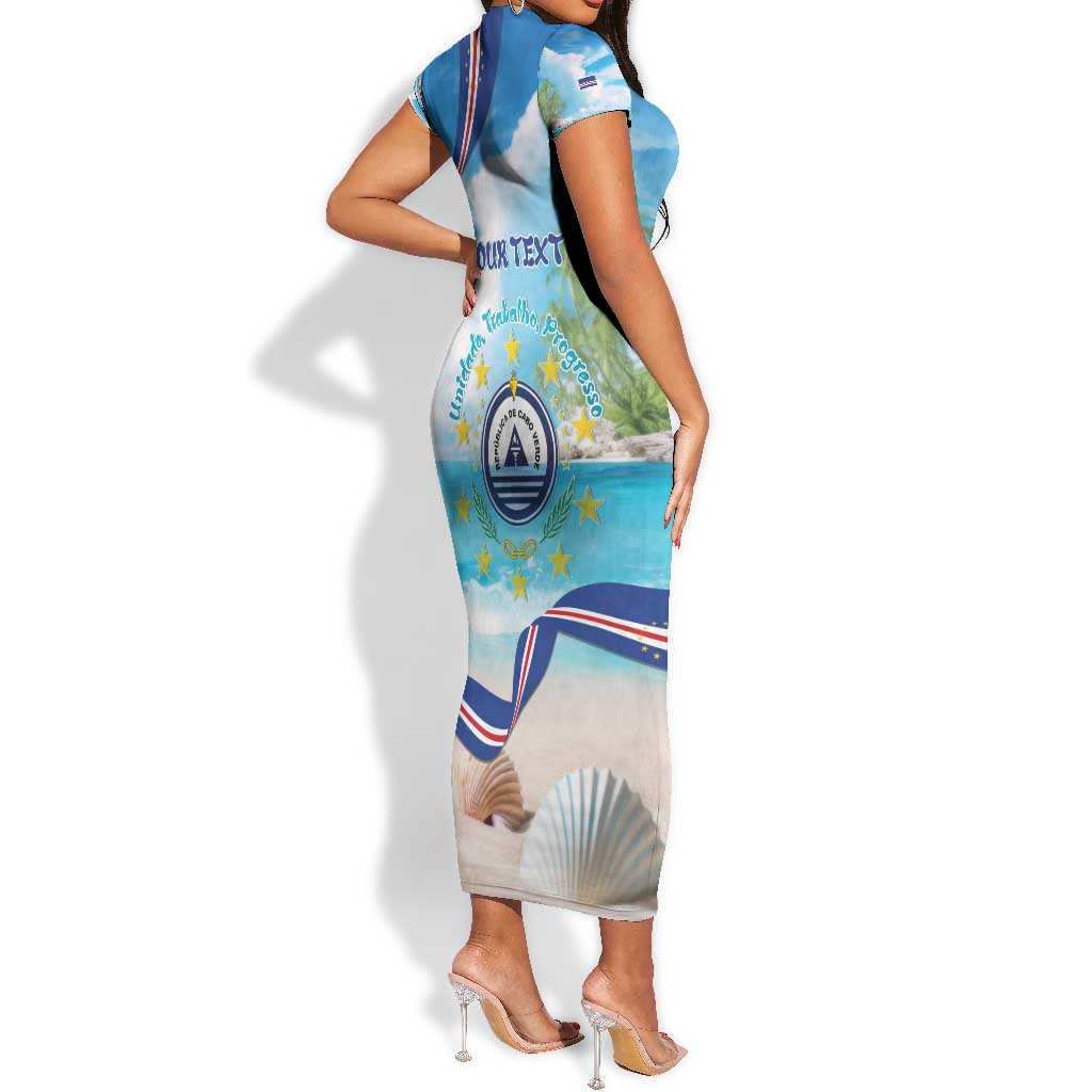 Cape Verde Morabeza Short Sleeve Bodycon Dress Paradise Ocean - African Pride