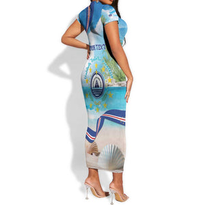 Cape Verde Morabeza Short Sleeve Bodycon Dress Paradise Ocean - African Pride